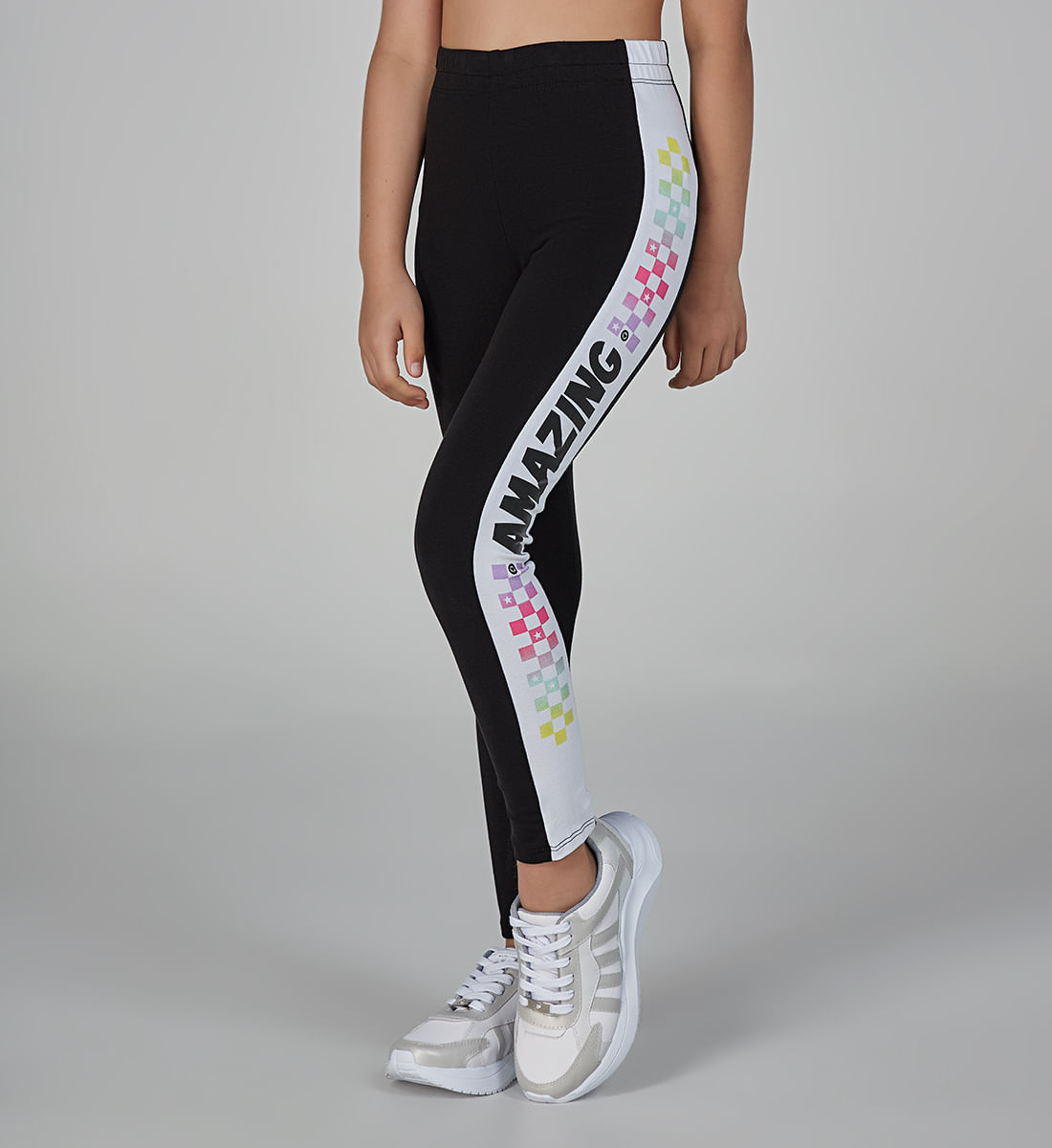 Leggins deportivo para niñas con bloque de color y estampado - yoyojeans