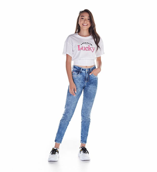 Jean Cool tiro alto basico para niñas junior