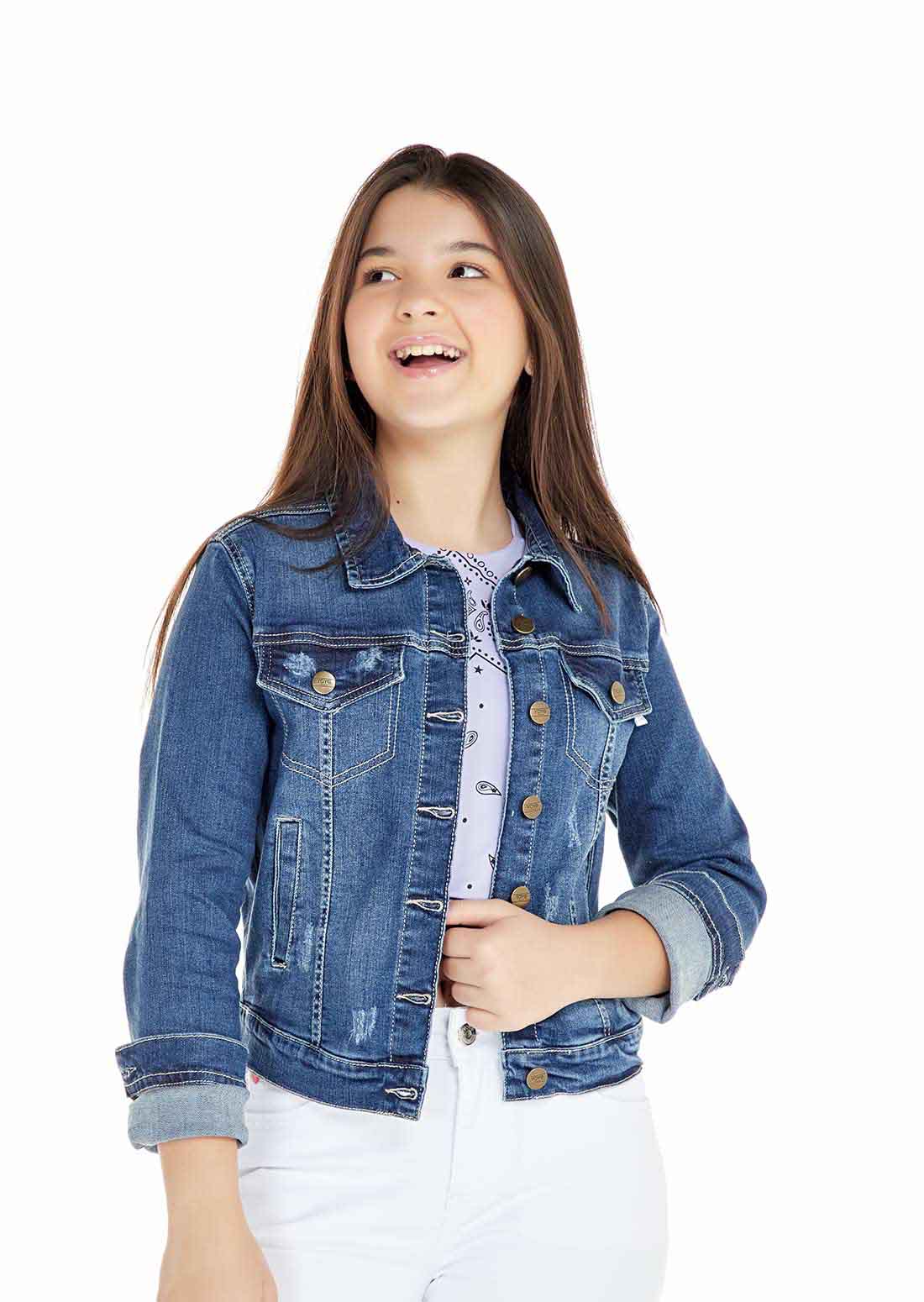 Chaqueta para niñas Junior en denim básico