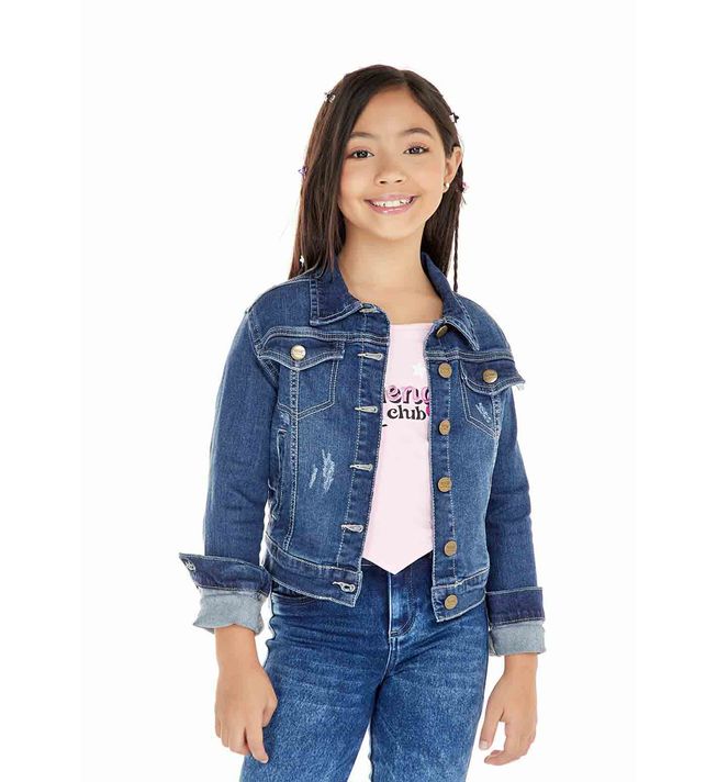 Chaqueta para niñas en denim básico