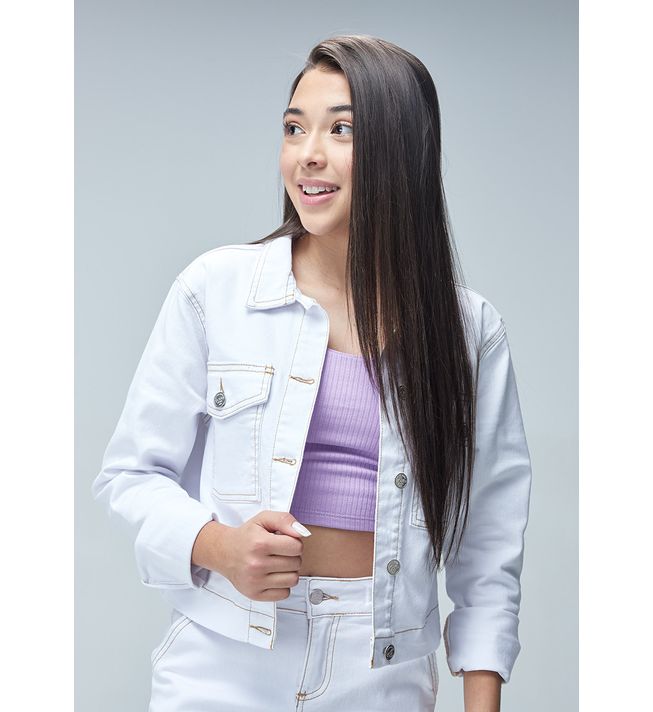 Chaqueta manga larga para niñas junior blanca