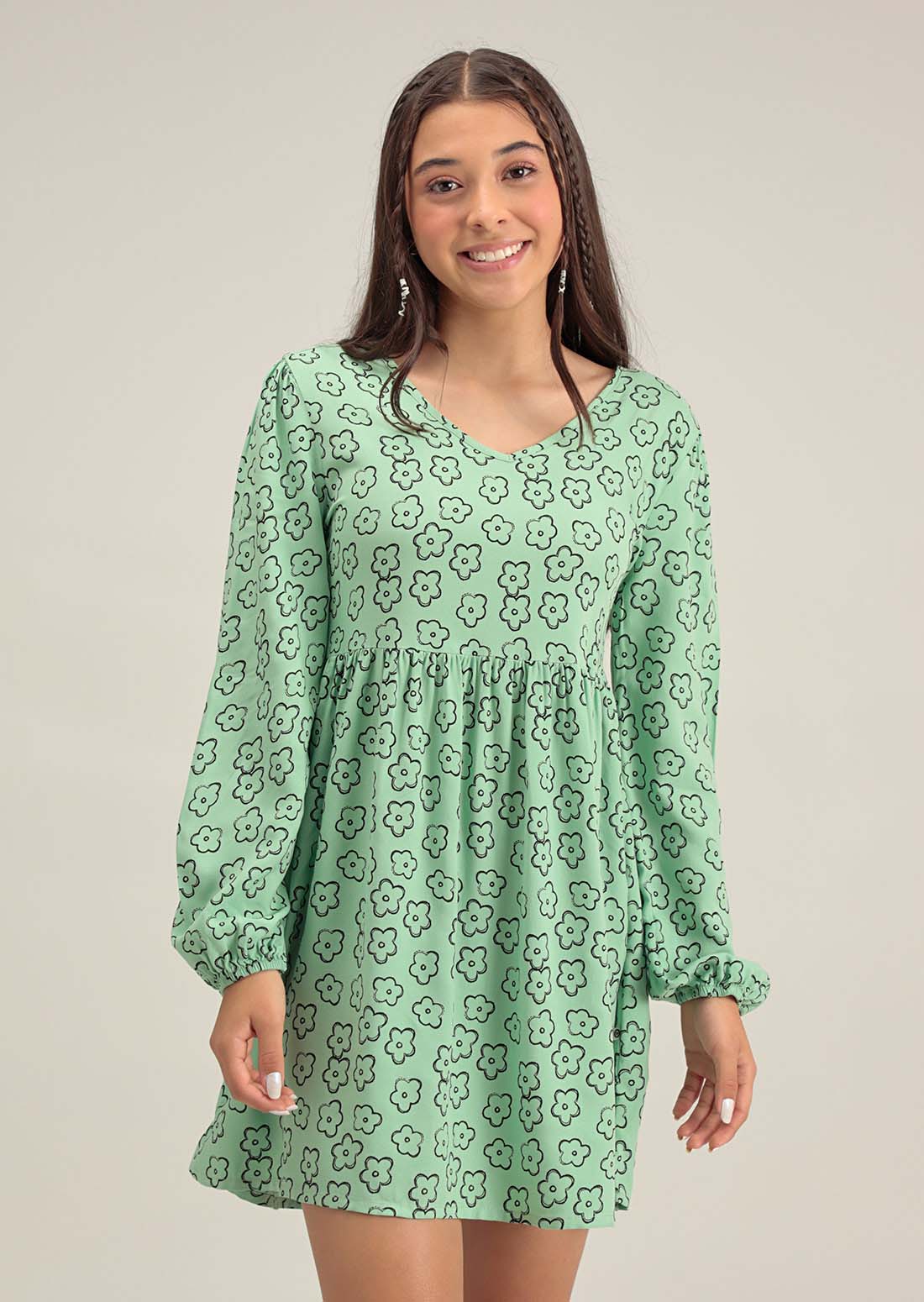 Vestido manga larga estampado