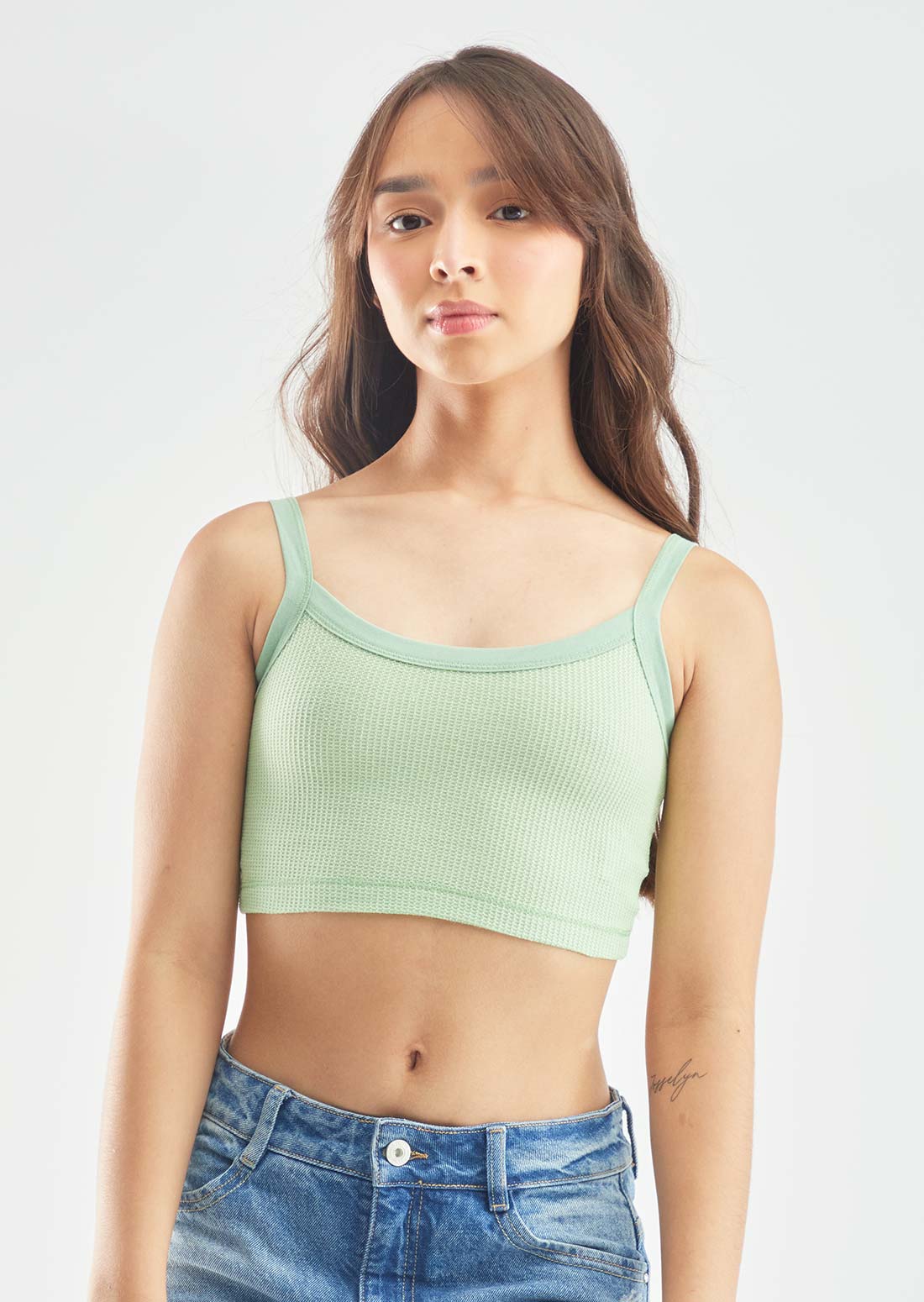 Camiseta de tiras eucalipto básica para adolescentes