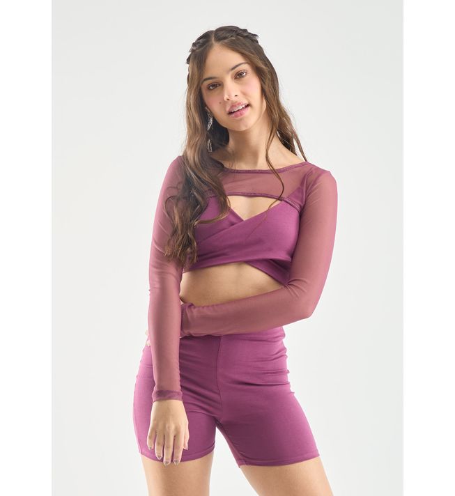 Conjunto deportivo berenjena tres prendas para jóvenes