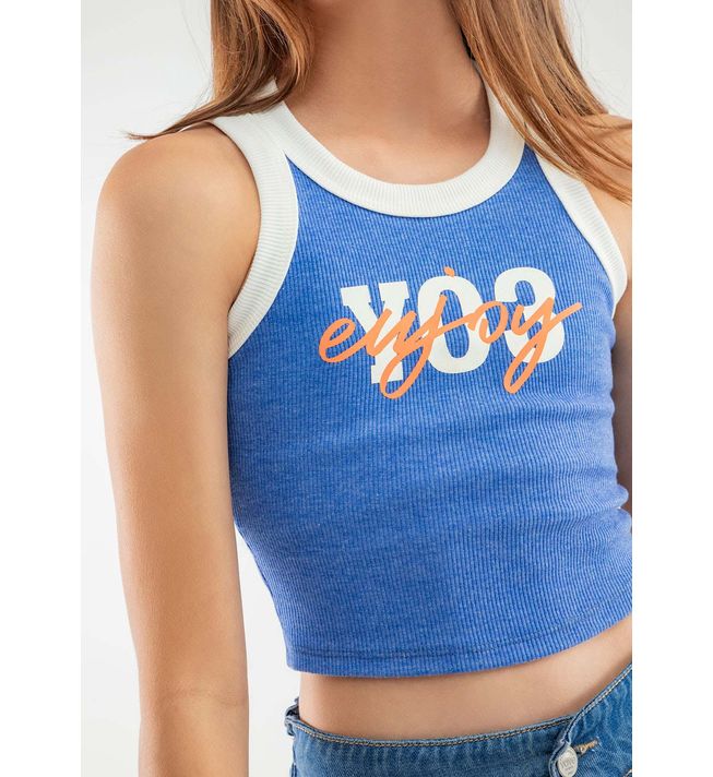 Camiseta azul eléctrica con sesgos al contraste para niñas
