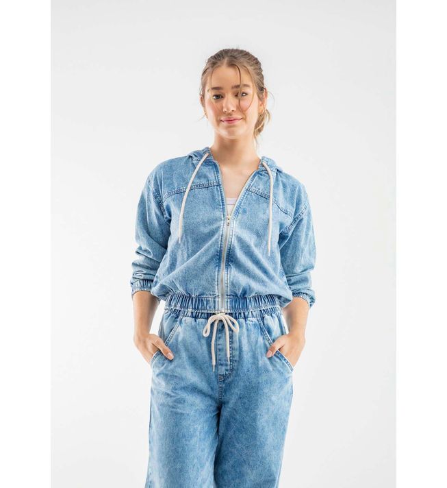 Chaqueta azul medio con cierre separable para jóvenes