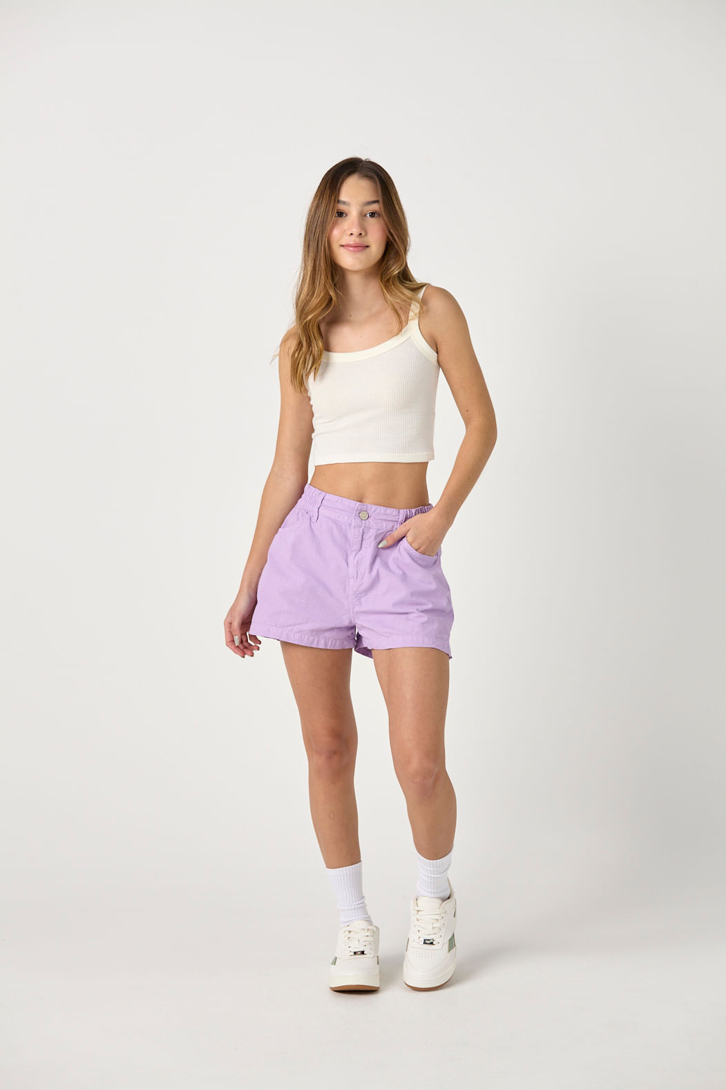 Short lila claro fondo entero para jóvenes