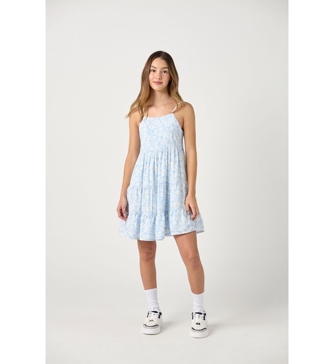 Vestido de tiras azul y estampado para adolescentes