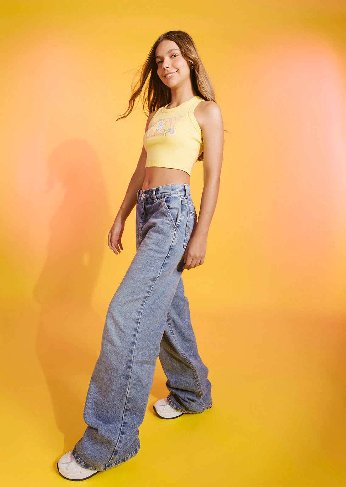 Jean retromom medio con bota ancha para adolescentes