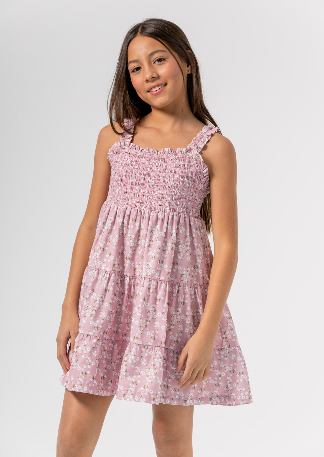 Vestido rosa claro estampado para niñas