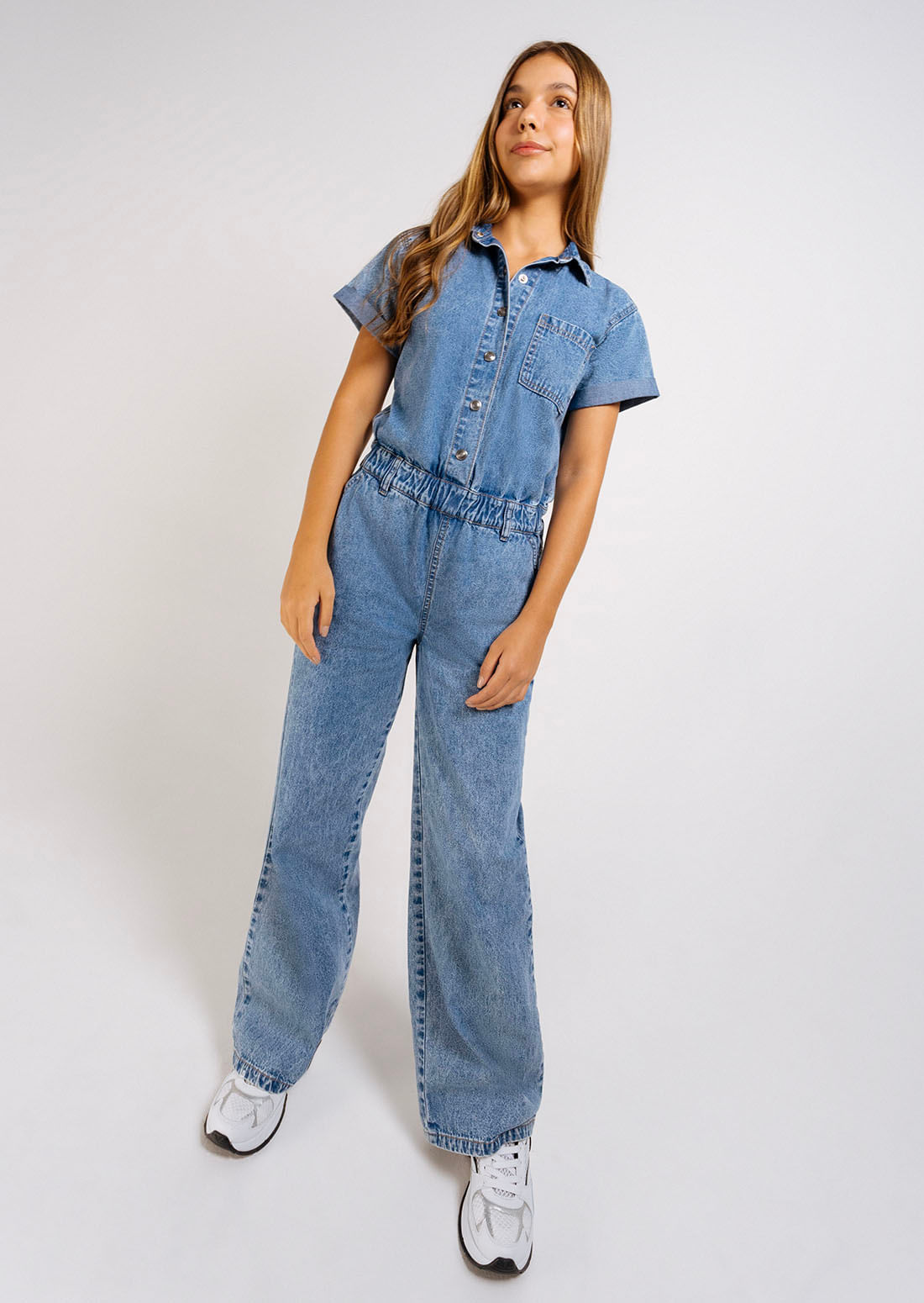 Enterizo medio en denim para mujeres