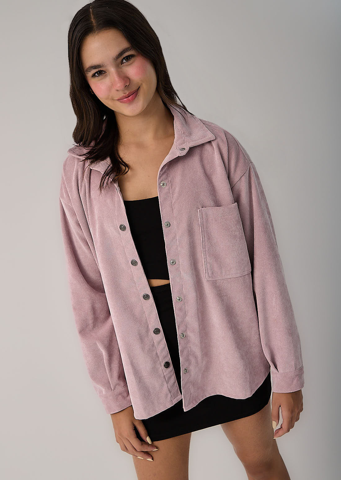 Chaqueta rosa oscuro en corduroy para adolescentes