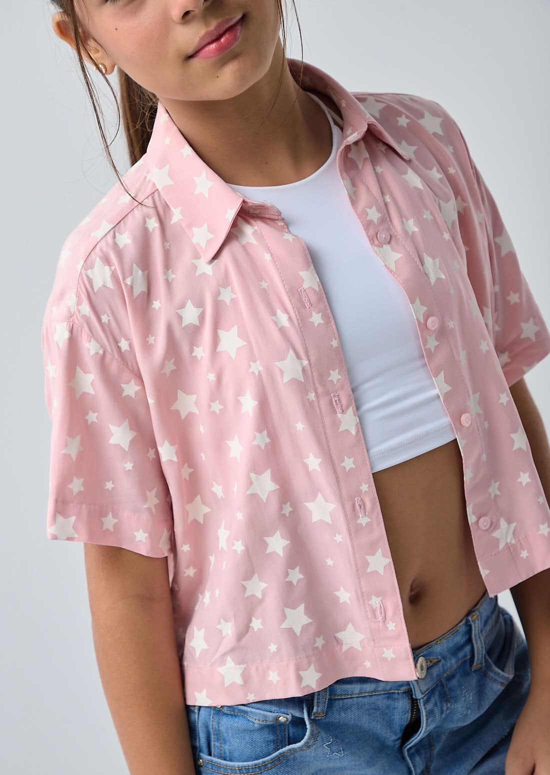 Blusa rosa estampado de estrellas para niñas
