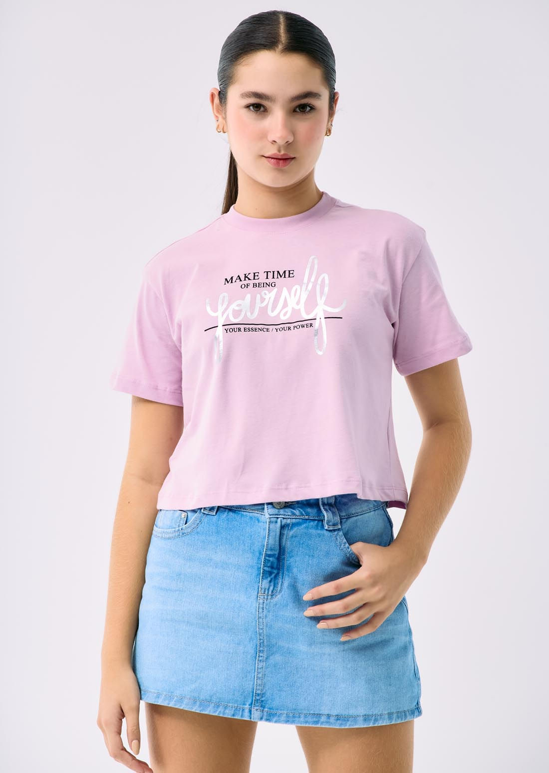 Camiseta mora estampada para jóvenes