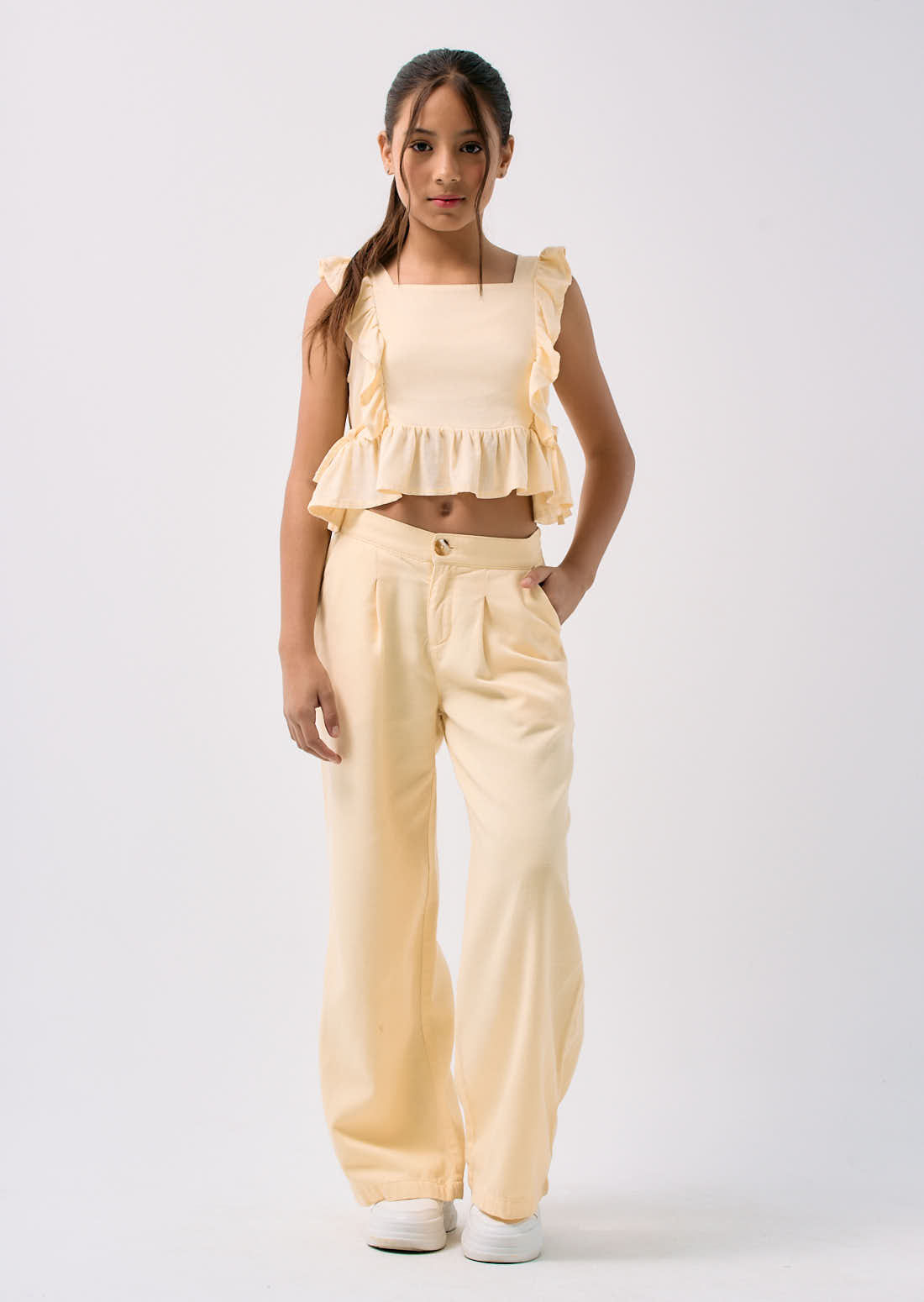 Pantalón amarillo bota ancha para niñas