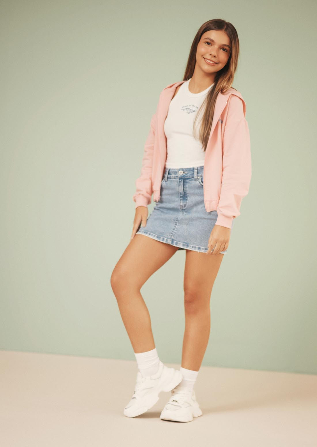 Falda claro en denim para adolescente