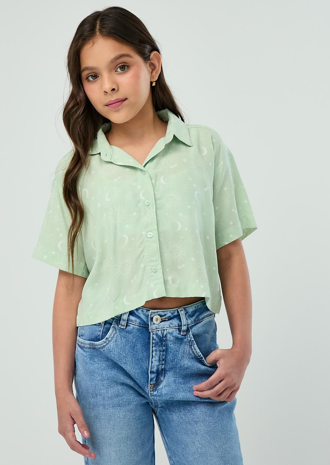 Blusa verde estampada para niñas