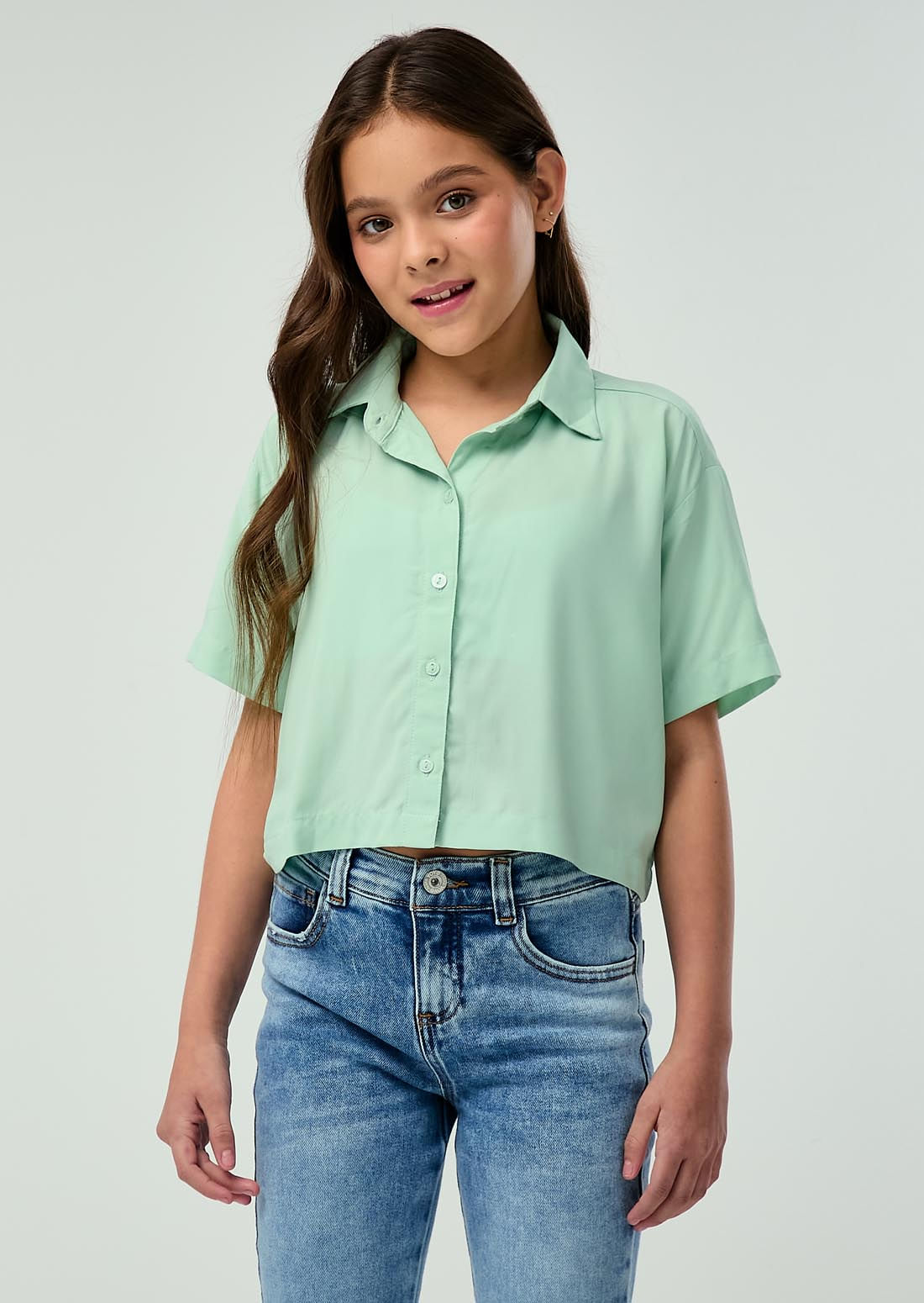 Blusa verde menta estampada para niñas