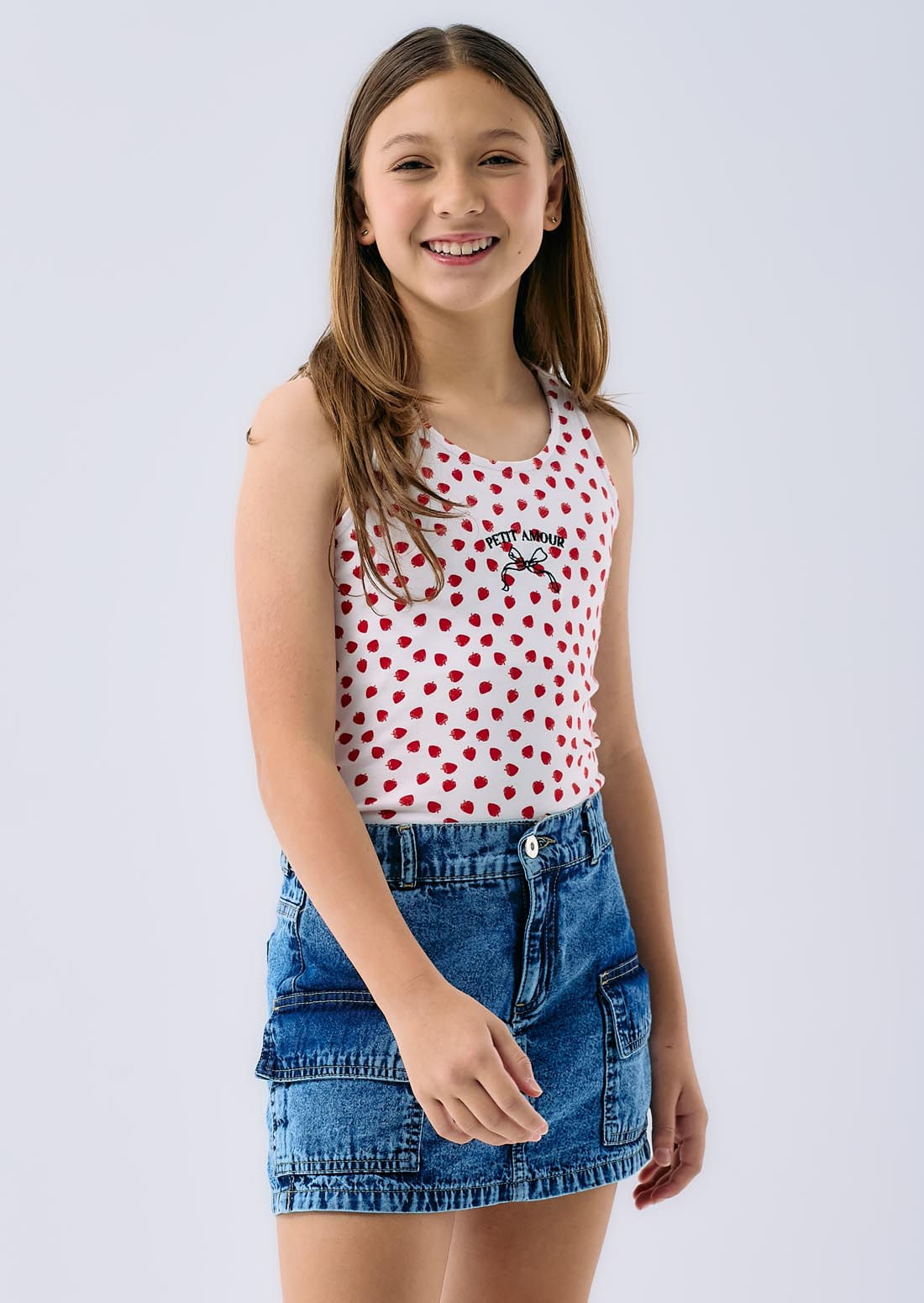 Camiseta marfil con bordado para niñas