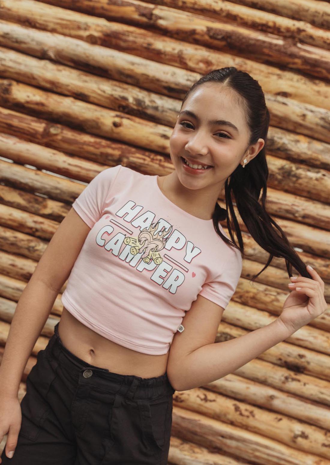 Camiseta rosa pastel estampada para niñas